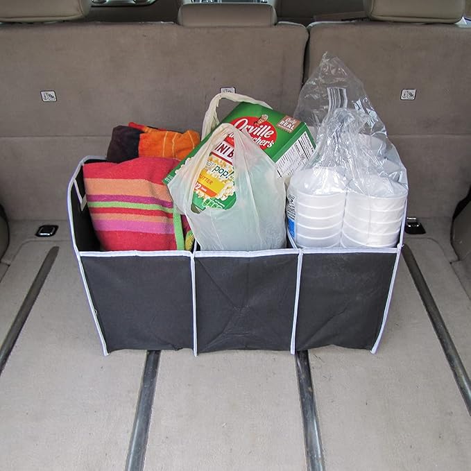 Treasure Gurus 3 Compartment Collapsible Auto Car SUV Trunk Organizer Folding Truck Cargo Storage Automotive Accessory