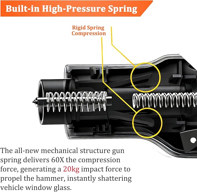2-in-1 Window Glass Breaker Seatbelt Cutter, 2-Pack Emergency Keychain Car Escape Survival Tool, Safehammer for Land/Underwater, Black