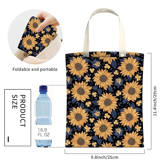 Cute Car Trash Can, Hanging Canvas Car Back Seat Organizer and Storage Bag, Funny Car Trash Bag For Travelling, Outdoor Cute Yellow Sunflowers
