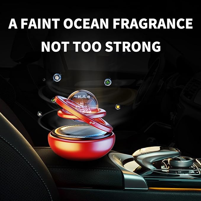 Kwak's Car Air Freshener Solar Energy Rotating Refillable Air Purifier for Car Interior Dashboard Autorotation Decoration Accessories(Black)