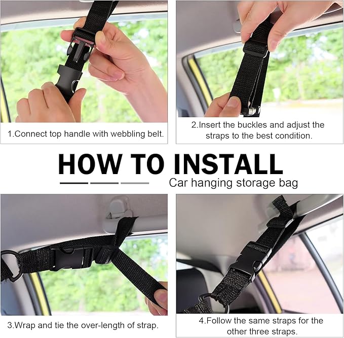 Upgrade Car Ceiling Cargo Net Pocket, 31.5" x 20.87" Strong Load Car Roof Storage Organizer, Double-Layer Mesh Camping Overlanding Gear Must Haves Cargo Net, Universal Road Trip Accessories