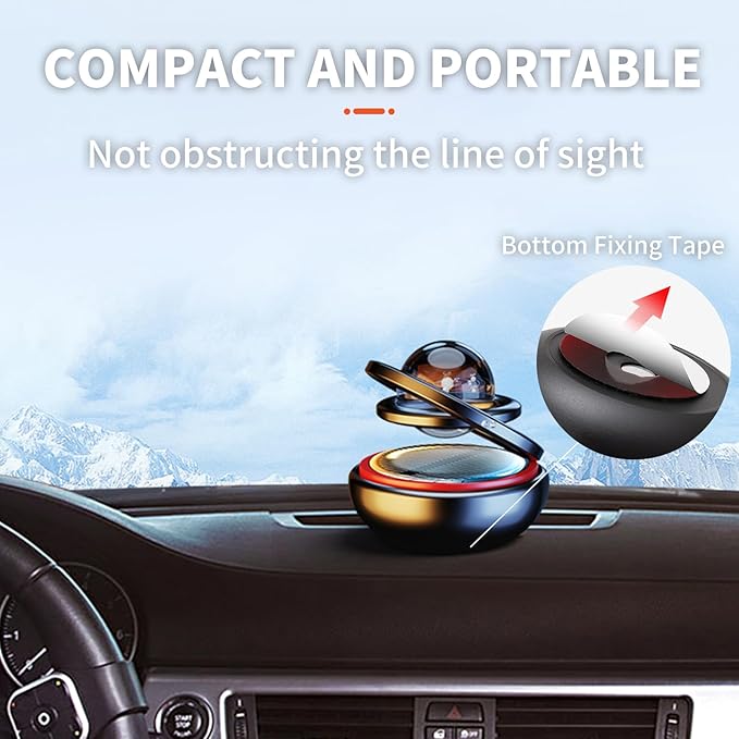 Kwak's Car Air Freshener Solar Energy Rotating Refillable Air Purifier for Car Interior Dashboard Autorotation Decoration Accessories(Black)