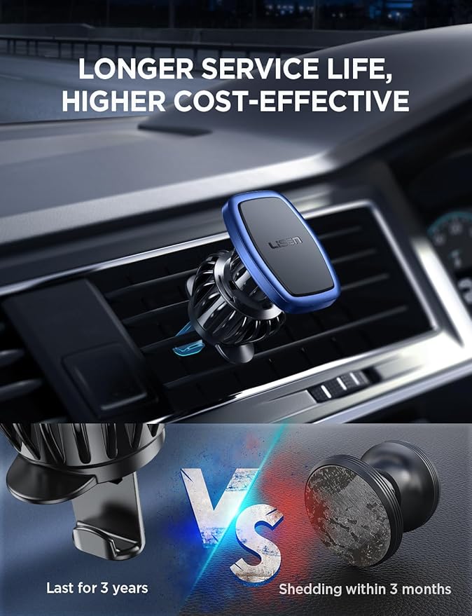 LISEN 2 Pack Magnetic Phone Holder for Your Car Mount 6 Military Magnets Car Phone Holder Mount Vent Cell Phone Holdeer Mount Vent Cell Phone Holder (Blue)