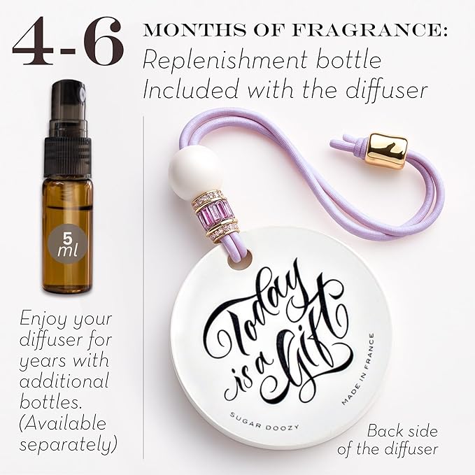 Luxury Car Air Freshener for Women - Refillable & Portable Essential Oil Fragrance Diffuser - Cute Car Accessories & Interior Decor - Mirror Hanging or Vent Clips - Butterfly Gold Charm, Rose Scent