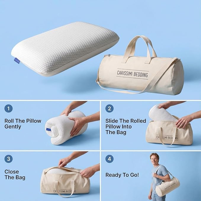 Classic Memory Foam Pillow with Bag – Ergonomic Cervical Neck Pillow for All Sleep Positions – Cervical Alignment Support and Daily Sleeping Comfort