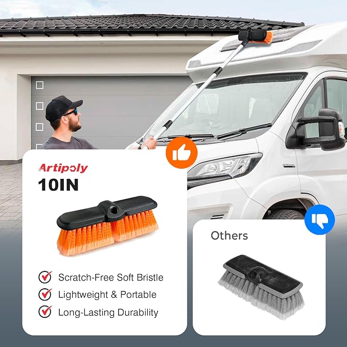 10" Car Wash Brush Head with Soft Bristle for Auto RV Truck Boat Camper Exterior Washing Cleaning