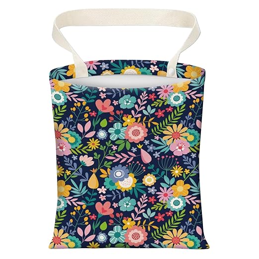 Cute Car Trash Can, Hanging Canvas Car Back Seat Organizer and Storage Bag, Funny Car Trash Bag For Travelling, Outdoor Cute Colorful Flowers
