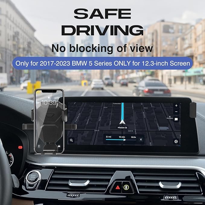 Car Phone Holder for 2021 2022 2023 BMW 5 Series Accessories,Adjustable GPS 5 Series Phone Mount ONLY for 12.3-inch Screen,Hands-Free Ultra Stable Phone Stand for All Phones
