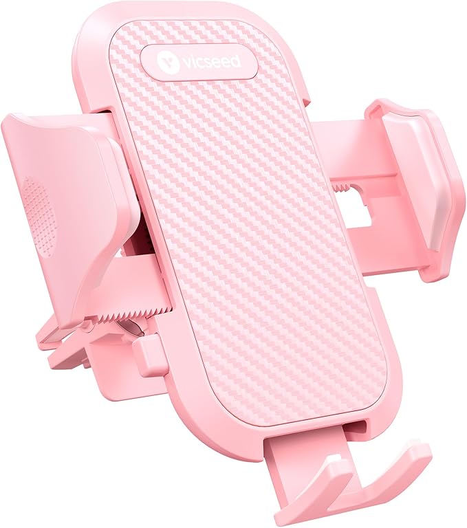 VICSEED Ultra Stable Pink Phone Holders for Your Car [Never Fall Off & Break] Universal Vent Cell Phone Mount for Car Easy Clamp Automobile Cradle for iPhone 17 Pro Max 16 15 14 Car Accessories Women