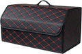 Ergocar Car Trunk Organizer Luxury Foldable Car Boot Tidy Storage Box Waterproof PU Car Boot Storage Organiser for Car/SUV/Truck/Auto (Black Red-L)