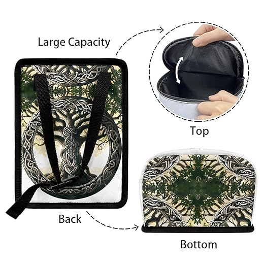 1.2 Gallons Hanging Trash Can, Tree of Life Garbage Bags for Cars, Adjustable Hanging for Tail of Console/Back of Seats, Odor-Free with Zipper Leak-Proof Lid Design, Mini Size for Convenience