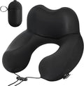 Neck Pillow for Traveling, 2-in-1 Air-Pump & Storage Bag, Inflatable Compact 360°Head Support Airplane Pillow for Travel,Train, Car - Black