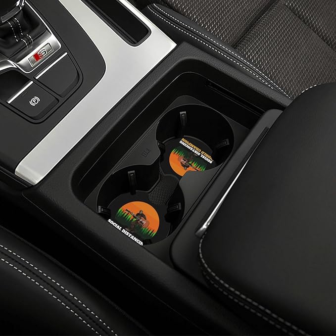 Bigfoot Undefeated Social Distancing Car Coasters for Cup Holders Pack of 2 Neoprene Cup Mat Pad Vehicle Interior Accessories for Men Women