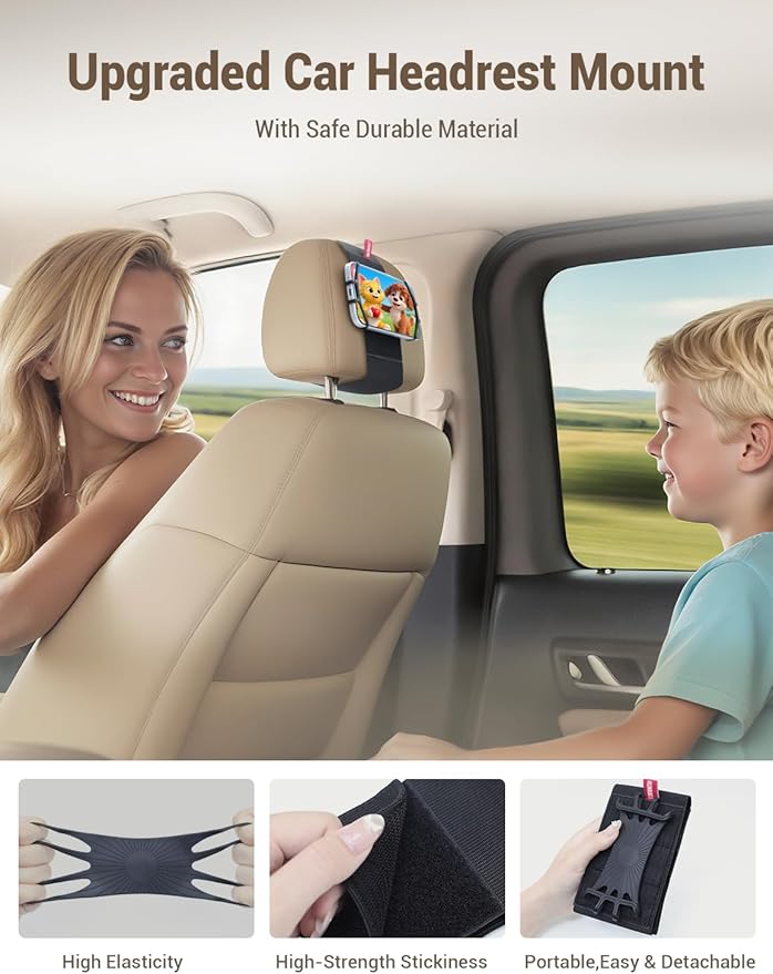 Silicone Car Phone Holder, Adjustable Phone Headrest Mount Compatible with iPhone 17 16 15 14 Pro Max, Samsung Galaxy S25, S25 Ultra and other 3.5 - 7 Inch Cell Phones for Kids in Back Seats - 2 Pack