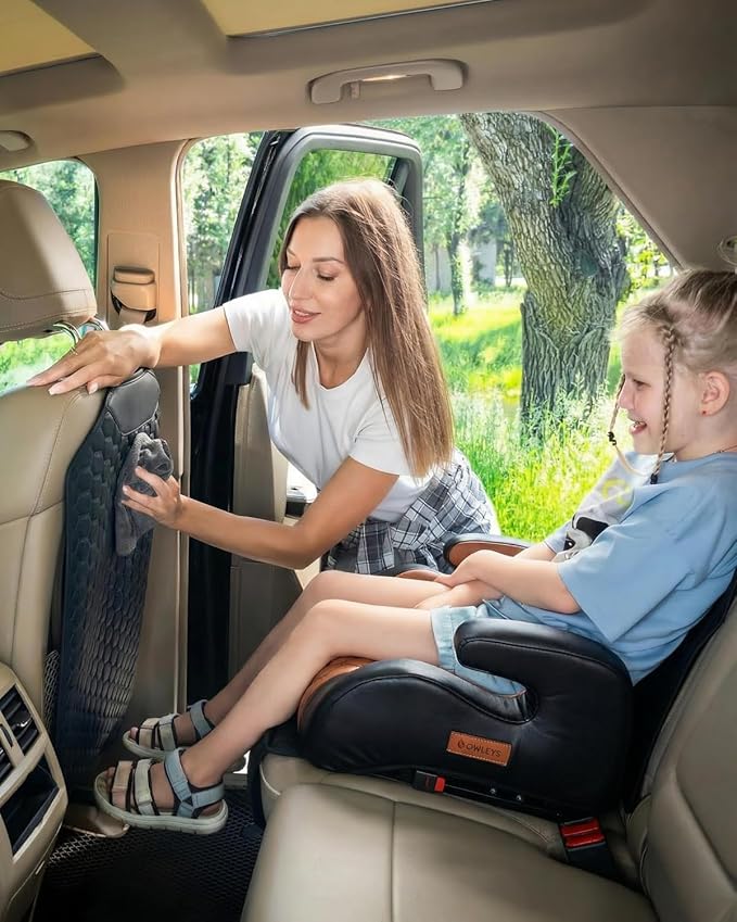 Owleys Kick Mat Back Seat Protector - Car Back Seat Cover for Kids Feet - Waterproof & Sturdy Protector for Upholstery from Dirt, Mud, Scratches and Stain (Black Set)