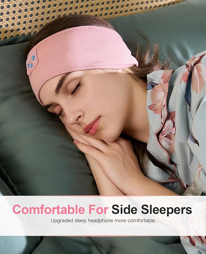 Perytong Sleep Headphones Wireless, Bluetooth Sports Headband Headphones with Ultra-Thin HD Stereo Speakers Perfect for Sleeping,Workout,Jogging,Yoga,Insomnia, Air Travel, Meditation (Bright Pink)