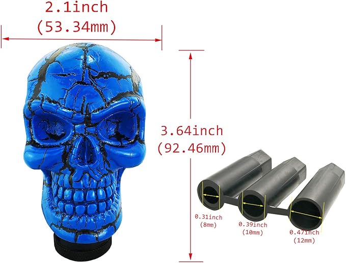Abfer Car Gear Shifter Knob Skull Car Accessories Stick Shift Knobs with Black Pattern Fit Most Manual Automatic Vehicle (Blue)