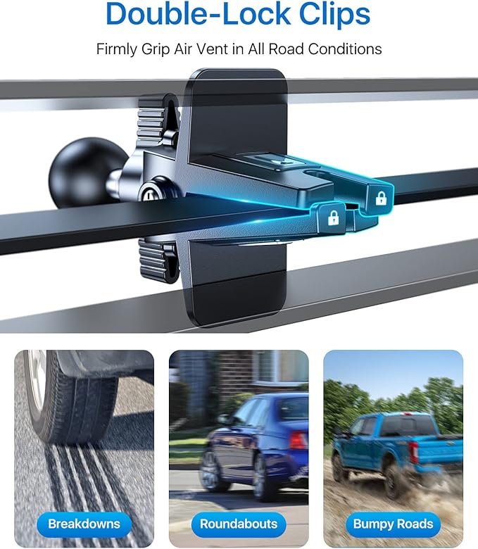 andobil 2026 Upgraded Car Phone Holder Mount for Vent, Military Sturdy Metal Clip Air Vent Phone Holder for Your Car Easy Used Cell Phone Car Mount for iPhone 17 Pro Max 15 14 13 Samsung S25 S24