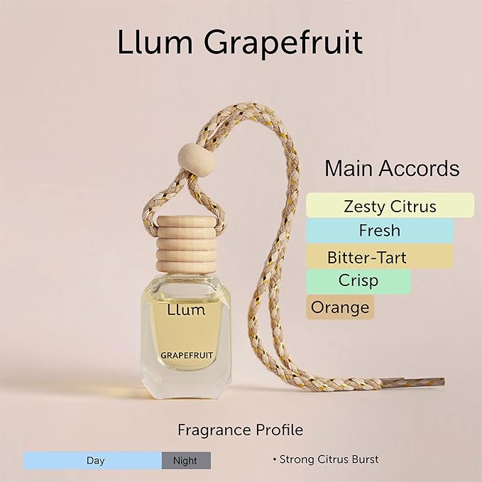 Grapefruit Hanging Car Air Freshener |10ml, 0.34 fl.oz| Luxury, Organic, Toxin-Free, Alcohol-Free, Pet Friendly Perfume|Interior Accessory for fresh Aroma|Long Lasting Fragrance up to 30 Days