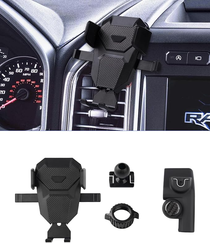 Karltys F150 Car Phone Holder for 2015-2020 Ford F-150 Accessories, Cell Phone Holder Air Vent Phone Mount for F-150, Never Blocking Hands Free Thick Case Friendly Holder for 4-7 Inch Phones