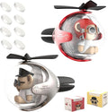 2Pcs Pilot Car Air Freshener, Cute Bear Car Vent Clip Air Freshener Automotive Air Outlet Fan Diffuser, Automotive Interiors Vent Decoration (Silver+Red)