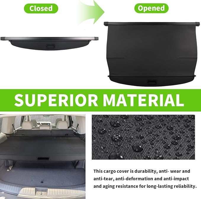 Cargo Cover for Hyundai santa fe 2024 2025 2026 Accessories Trunk Cover Rear Trunk Organizer Security Cover Shielding Shade, Black
