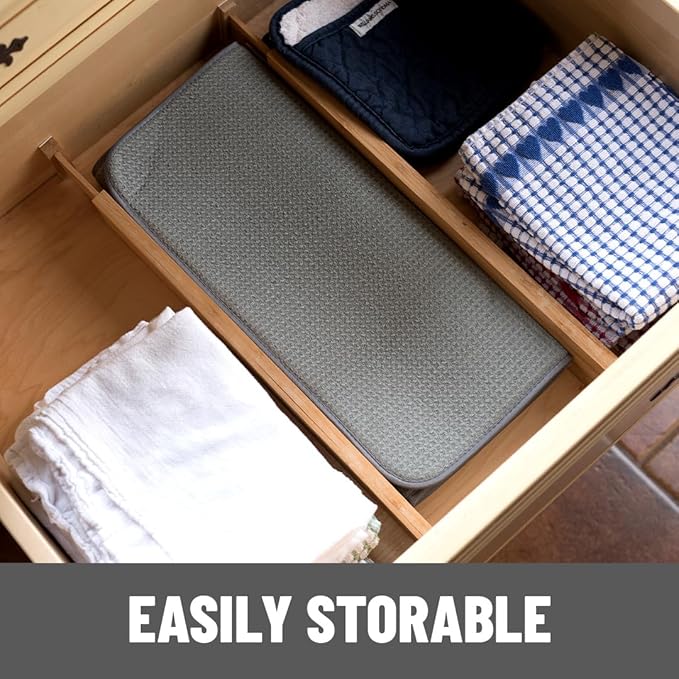 Bellemain XXL Dish Mat Microfiber Dish Drying Mat, Super absorbent (Grey, 16" x 18")