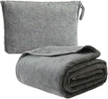 Travel Blanket Pillow, Soft Airplane Blanket 2-in-1, Travel Blanket Airplane Compact with Bag, Travel Essentials Accessories for Plane and Car,60x80 Grey