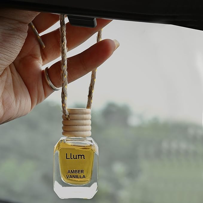 Amber Vanilla Hanging Car Air Freshener |10ml, 0.34 fl.oz| Luxury, Organic, Toxin-Free, Alcohol-Free, Pet Friendly Perfume|Interior Accessory for fresh Aroma|Long Lasting Fragrance up to 30 Days