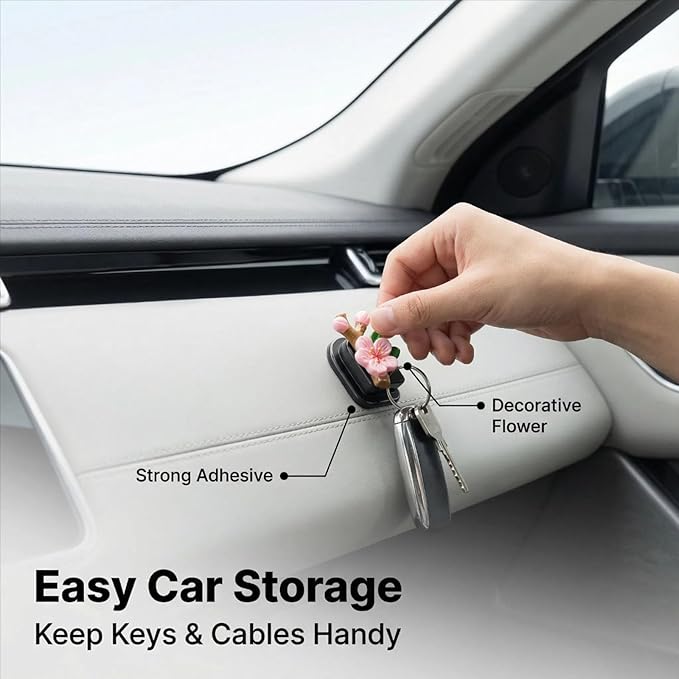 10Pcs Car Hooks Holder for USB Cable Headphone Key Self-Adhesive Car Interior Accessories Dashboard Sticky Hook Backseat Hanger Decorations Suitable for Bedrooms, Kitchens and Other Areas