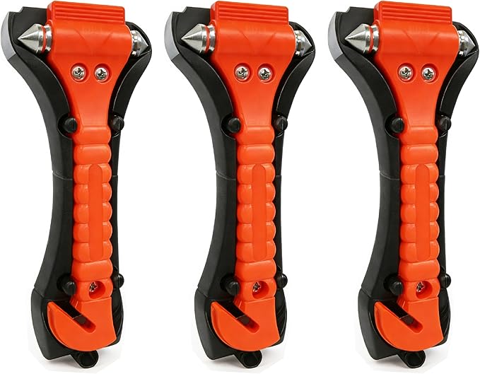 Car Window Breaker Hammer and Seat Belt Cutter 2-in-1, Emergency Escape Tool, Safety Glass Breaker, Automotive Safety Essentials and Accessories, 3 Packs