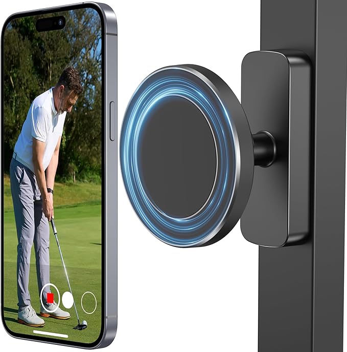 Magnetic Golf Cart Phone Holder, Phone Mount Compatible with MagSafe iPhone 12-17, 20X N52 Dual Magnets, Cradle-Free, Fits EZGO/Club Car/Yamaha/Icon, Golf Cart Accessories for Men, Gifts for Golfers