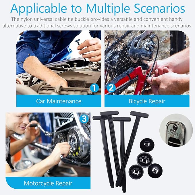 200PCS Upgraded Nylon Universal Cable Tie Buckle, Heavy Duty Self-Locking Rivet Zip Ties, Multifunctional Cable Tie Buckle for Car Daily Repair, Home, Office, Garden, Workshop(200Pcs)