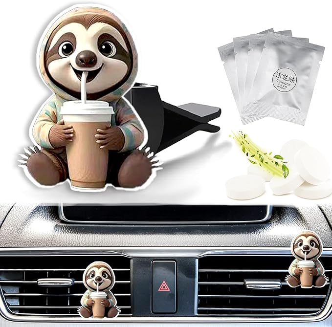 Cute Car Air Freshener Clips Sloth Car Vent Clip Sloth Cars Scents Cologne Air Conditioner Clip Auto Vent Interior Decoration Cars Accessories Sloths Loves Gifts for Men Women