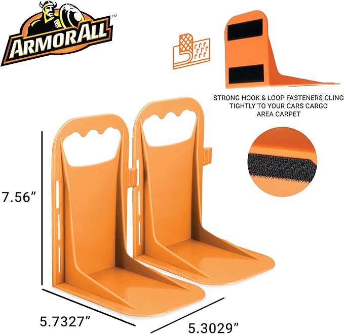 Armor All Trunk Cargo Blocks, 2 Pack of Cargo Dividers, Hook & Loop Trunk Organizer Blocks to Hold Cargo in Place for Cars, Trucks, SUVs, Vans, Cargo Containment System, Trunk Dividers (2 Pieces)