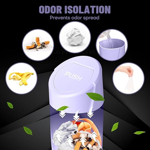 Car Trash Can Bin with Lid - Car Garbage Can Cup Holder - Light Purple Mini Leakproof Vehicle Garbage Bin with 20pcs Trash Bags-Automotive Organizers and Storage for Front Back Seat Accessories