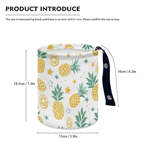 Tropical Pineapple Cute Car Trash Bag, Hanging Car Organizer and Storage Bag, Trash Bin for Car Accessories, Vehicle, Travelling, Camping
