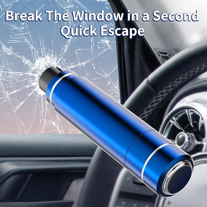 HHXS Car Glass Breaker and Seatbelt Cutter 4 Pack,Car Window Breaker Tool,Portable Car Safety Hammer Escape Hammer with Tempered Glass Sample Universal Safe Hammer Emergency Hammer for Car(Blue)