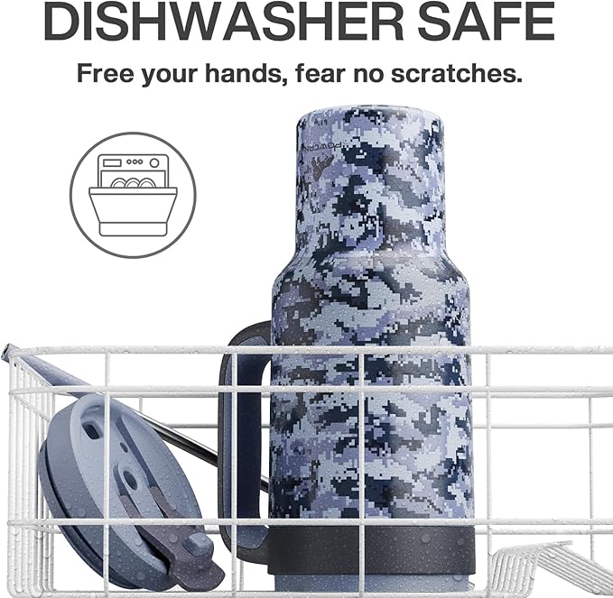 40 oz Camo Tumbler with Handle, 2-in-1 Straw and Sip Lid, Leakproof, Dishwasher Safe, Insulated Stainless Steel Travel Coffee Mug, Keeps Cold for 34 Hours, Fits in Car Cup Holder (Navy Digital)