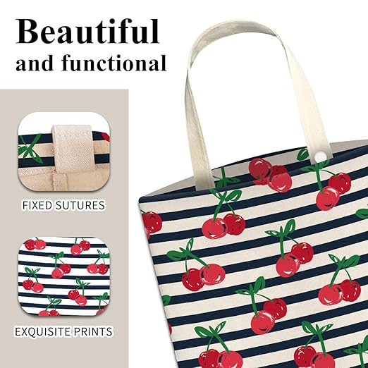 Car Trash Can, Cute Car Trash Bag, Hanging Car Organizer and Storage Bag, Trash Bin for Car Accessories, Vehicle, Travelling, Camping Cute Red Cherry Stripe