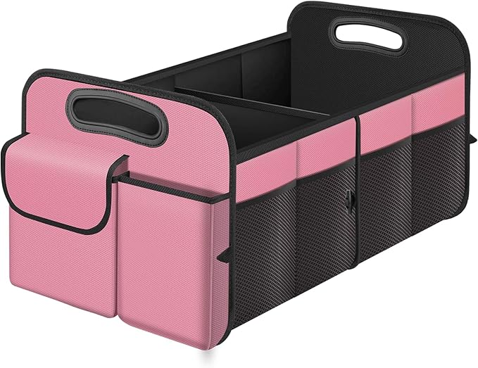 Trunk Organizer, Collapsible Waterproof Multi-Compartment Trunk Organizer for SUVs & Sedans, Car Storage with Reinforced Handles, Car Accessories for Women and Men, 52L