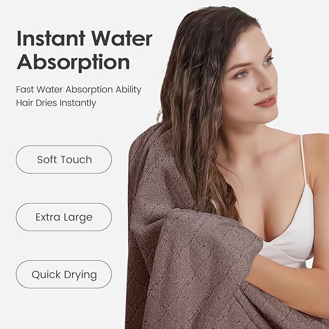 JML Microfiber Bath Towels, Oversized, Ultra Soft, Super Absorbent and Fast Drying, No Fading Large Bathroom Towel Set for Sport, Travel, Fitness (Coral Fleece - Chocolate, 30 in x 60 in)