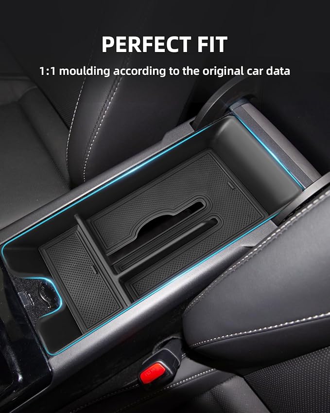 Armrest Center Console Organizer for 2025 2026 Toyota Camry(LE/SE/XLE/XSE) with Removable Rubber Mat, 2025 2026 Toyota Camry Accessories-Black