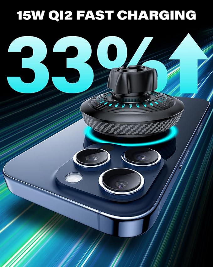 APPS2Car Upgraded for QI2 Magsafe Cup Holder Charger, Car Mount Charger 15W Fast Charging, Wireless Magnetic Cell Phone Stand with Tri-Pivot Arm for iPhone 17 Air Pro Max Plus 16 15 14 13 12