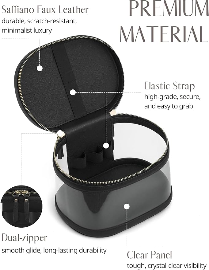 Popvibe Clear Makeup Bag Travel Cosmetic Case Transparent Toiletry Bag with Zipper, Portable Make Up Organizer Traveling Compact Car Bag for Essentials