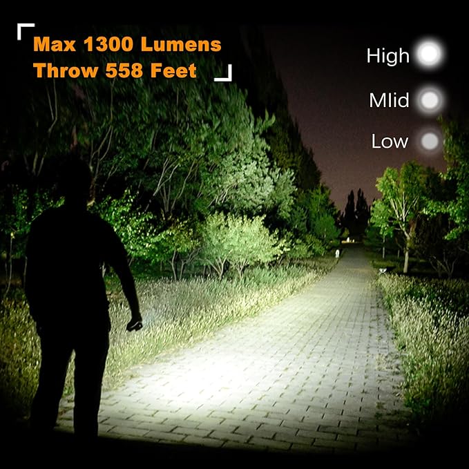 VTIGER T1A Mini Pocket EDC Flashlight with Clip,1300 Lumen Compact AA Rechargeable LED Little Flashlights, Super Bright Tail Switch Small Flash Light with Magnet for Camping,Hiking,Outdoor,Emergency