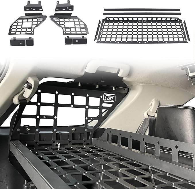 HIGH FLYING for Toyota Fortuner 2016-2024 Car Accessories Modular Storage Molle Panels System Trunk Shelf Luggage Trunk Organizer Aluminum Alloy (Side Panels+Shelf)