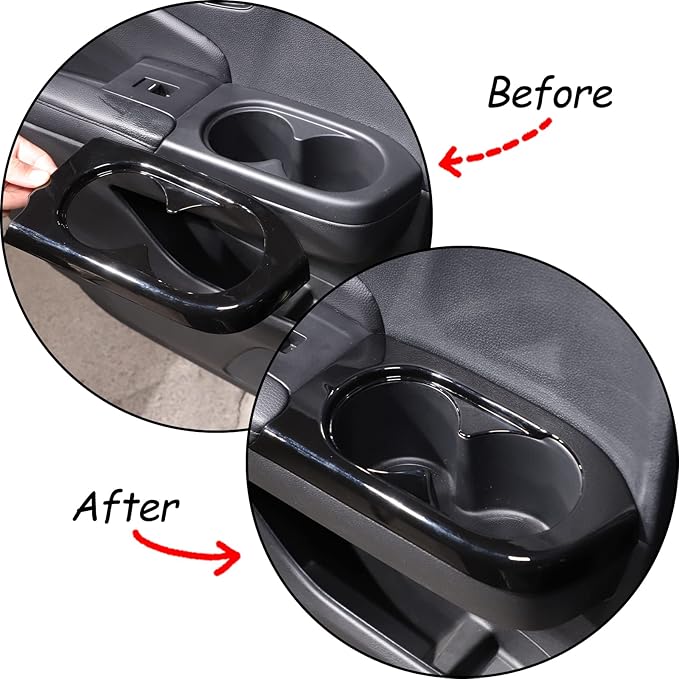2PCS Car Rear Door Cup Holder Panel Frame Cover for Honda Pilot 2016-2022/ Passport 2019-2023, ABS Material Automotive 2nd Row Seat Cup Holder Cover Interior Accessories (Glossy Black)