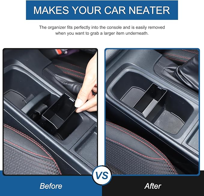 Center Console Cup Holder Insert Divider Storage Box Compatible with Subaru WRX 2022 2023 2024 Leakproof ABS Center Console Cup Holder Insert with Organizer Box