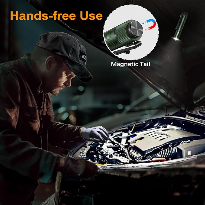 VTIGER T1A Mini Pocket EDC Flashlight with Clip,1300 Lumen Compact AA Rechargeable LED Little Flashlights, Super Bright Tail Switch Small Flash Light with Magnet for Camping,Hiking,Outdoor,Emergency